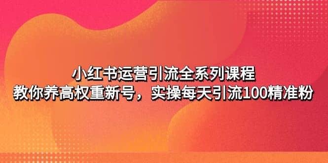 小红书运营引流全系列课程：教你养高权重新号网赚项目-副业赚钱-互联网创业-独家轻创IP星泽云创