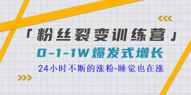 「粉丝裂变训练营」0-1-1w爆发式增长，24小时不断的涨粉-睡觉也在涨-16节课网赚项目-副业赚钱-互联网创业-独家轻创IP星泽云创