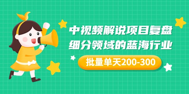 某付费文章：中视频解说项目复盘：细分领域的蓝海行业 批量单天200-300收益网赚项目-副业赚钱-互联网创业-独家轻创IP星泽云创