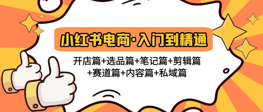 小红书电商入门到精通 开店篇+选品篇+笔记篇+剪辑篇+赛道篇+内容篇+私域篇网赚项目-副业赚钱-互联网创业-独家轻创IP星泽云创