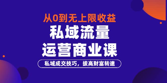 从0到无上限收益的《私域流量运营商业课》私域成交技巧，拔高财富转速网赚项目-副业赚钱-互联网创业-独家轻创IP星泽云创