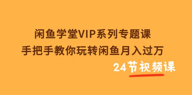 闲鱼学堂VIP系列专题课：手把手教你玩转闲鱼月入过万（共24节视频课）网赚项目-副业赚钱-互联网创业-独家轻创IP星泽云创