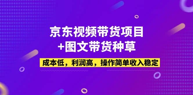 京东视频带货项目+图文带货种草，成本低，利润高，操作简单收入稳定网赚项目-副业赚钱-互联网创业-独家轻创IP星泽云创