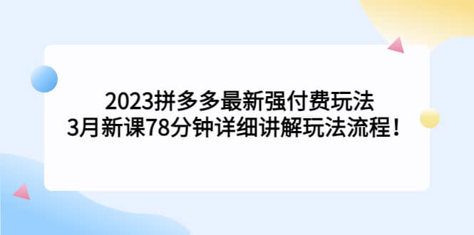 2023拼多多最新强付费玩法，3月新课78分钟详细讲解玩法流程网赚项目-副业赚钱-互联网创业-独家轻创IP星泽云创