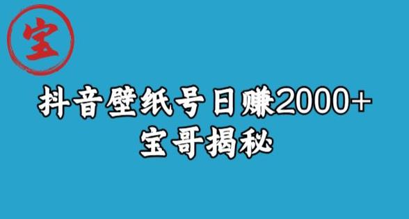 宝哥抖音壁纸号日赚2000+，不需要真人露脸就能操作【揭秘】网赚项目-副业赚钱-互联网创业-独家轻创IP星泽云创