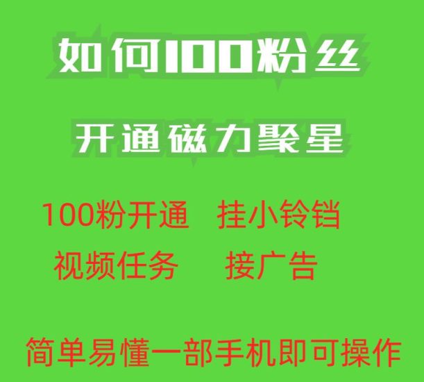 最新外面收费398的快手100粉开通磁力聚星方法操作简单秒开网赚项目-副业赚钱-互联网创业-独家轻创IP星泽云创