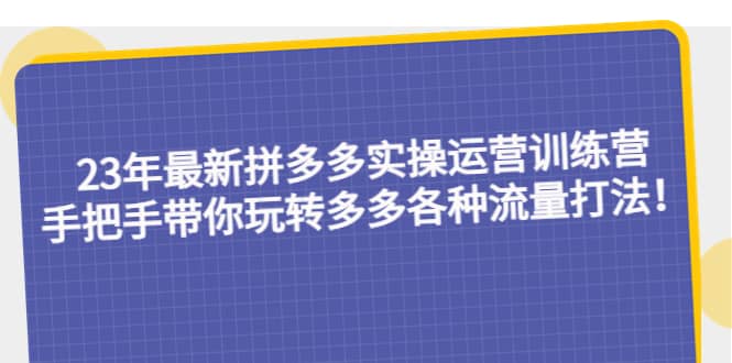 23年最新拼多多实操运营训练营：手把手带你玩转多多各种流量打法！网赚项目-副业赚钱-互联网创业-独家轻创IP星泽云创