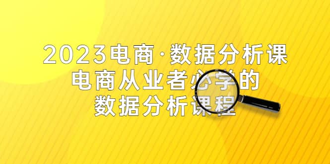 2023电商·数据分析课，电商·从业者必学的数据分析课程（42节课）网赚项目-副业赚钱-互联网创业-独家轻创IP星泽云创