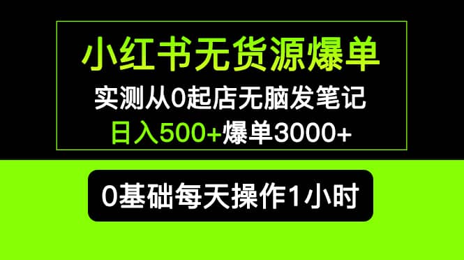 小红书无货源爆单 实测从0起店无脑发笔记爆单3000+长期项目可多店网赚项目-副业赚钱-互联网创业-独家轻创IP星泽云创