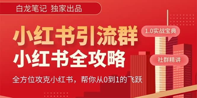 价值980元的《小红书运营和引流课》，日引100高质量粉网赚项目-副业赚钱-互联网创业-独家轻创IP星泽云创