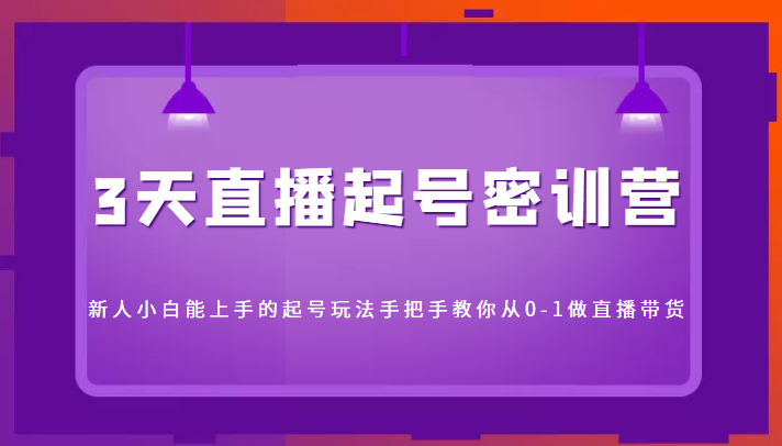 3天直播起号密训营，新人小白能上手的起号玩法，手把手教你从0-1做直播带货网赚项目-副业赚钱-互联网创业-独家轻创IP星泽云创