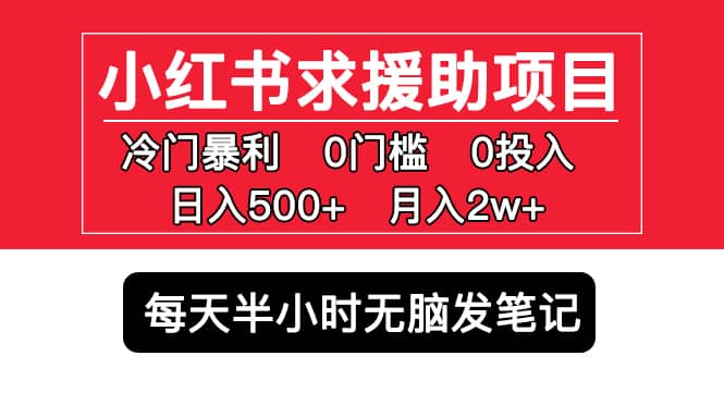 小红书求援助项目，冷门0门槛无脑发笔记网赚项目-副业赚钱-互联网创业-独家轻创IP星泽云创