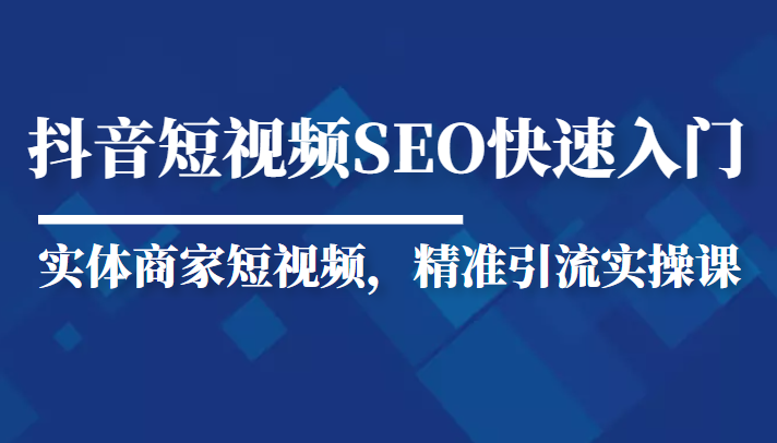 抖音短视频Seo搜索排名优化新手快速入门教程，实体商家短视频，精准引流实操课网赚项目-副业赚钱-互联网创业-独家轻创IP星泽云创