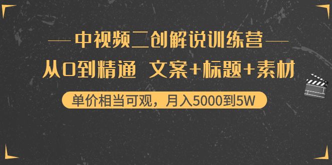 中视频二创解说训练营：从0到精通 文案+标题+素材、月入5000到5W网赚项目-副业赚钱-互联网创业-独家轻创IP星泽云创
