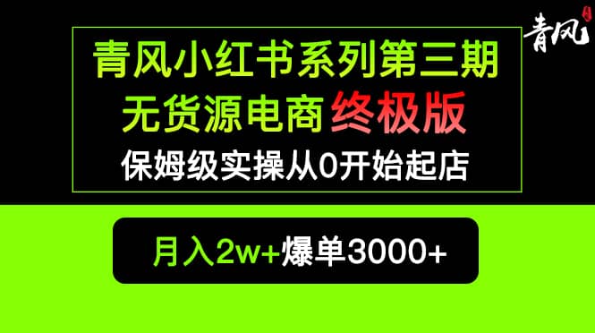 小红书无货源电商爆单终极版【视频教程+实战手册】保姆级实操从0起店爆单网赚项目-副业赚钱-互联网创业-独家轻创IP星泽云创