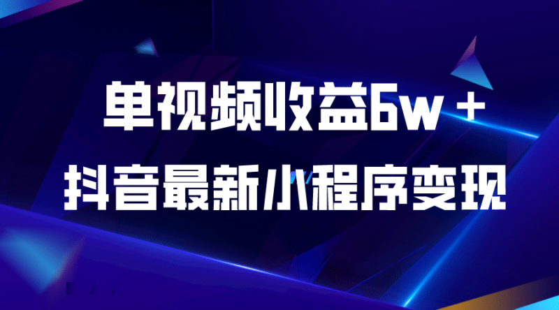 抖音最新小程序变现项目，单视频收益6w＋网赚项目-副业赚钱-互联网创业-独家轻创IP星泽云创