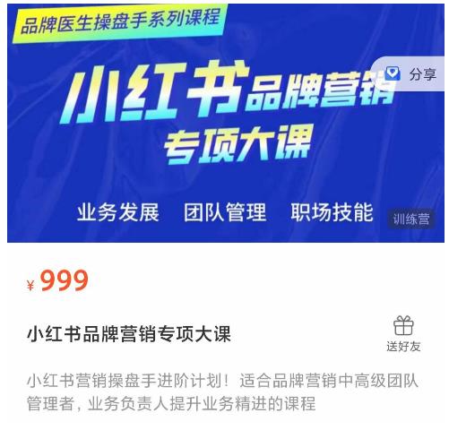 小红书品牌营销专项大课，操盘手进阶，一套能让你提升业务精进的课程网赚项目-副业赚钱-互联网创业-独家轻创IP星泽云创