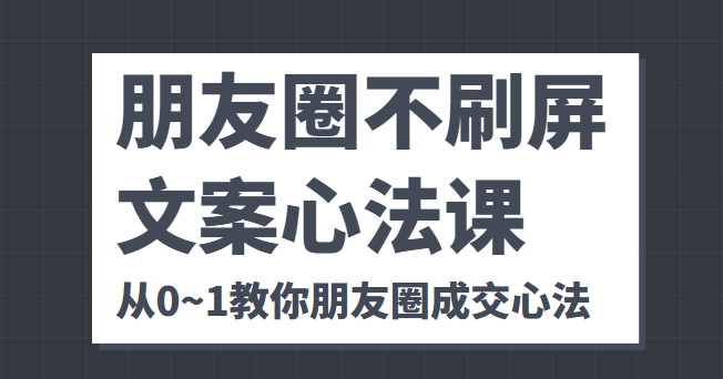 朋友圈不刷屏文案心法课 人人都要懂的商业逻辑 从0~1教你朋友圈成交心法网赚项目-副业赚钱-互联网创业-独家轻创IP星泽云创