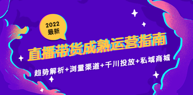 2022最新直播带货成熟运营指南3.0：趋势解析+浏量渠道+千川投放+私域商城网赚项目-副业赚钱-互联网创业-独家轻创IP星泽云创