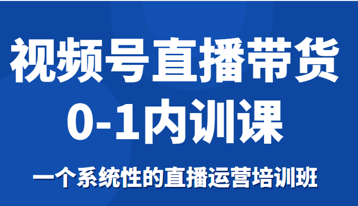 视频号直播带货0-1内训课，一个系统性的直播运营培训班网赚项目-副业赚钱-互联网创业-独家轻创IP星泽云创