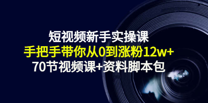 短视频新手实操课：手把手带你从0到涨粉12w+（70节视频课+资料脚本包）网赚项目-副业赚钱-互联网创业-独家轻创IP星泽云创
