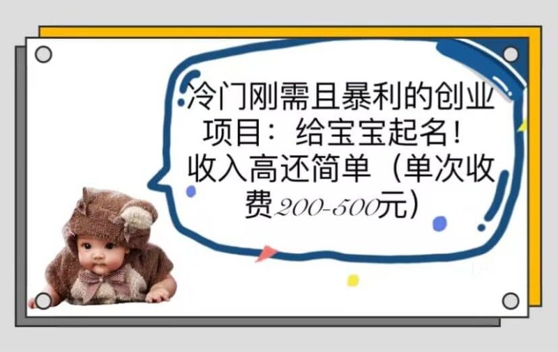 冷门刚需且暴利的创业项目：给宝宝起名！收入高还简单（单次200-500）网赚项目-副业赚钱-互联网创业-独家轻创IP星泽云创