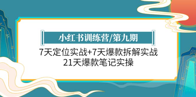 小红书训练营/第九期：7天定位实战+7天爆款拆解实战，21天爆款笔记实操网赚项目-副业赚钱-互联网创业-独家轻创IP星泽云创