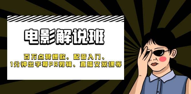《电影解说班》百万点赞爆款、配音入门、1分钟出字幕PR剪辑、直播文案课等网赚项目-副业赚钱-互联网创业-独家轻创IP星泽云创