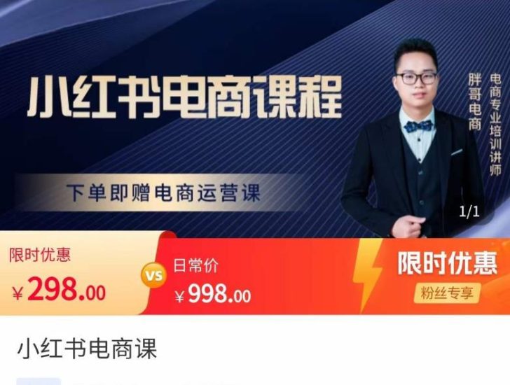 胖哥·小红书电商课程，解决小白做小红书电商时的困惑，让新人也一台手机也能做电商网赚项目-副业赚钱-互联网创业-独家轻创IP星泽云创