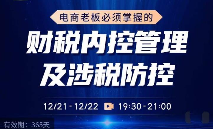 电商老板必须掌握的财税内控管理及涉税防控，解读新政下的税收政策，梳理公司财务架构网赚项目-副业赚钱-互联网创业-独家轻创IP星泽云创