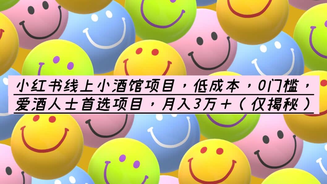 小红书线上小酒馆项目，低成本，0门槛，爱酒人士首选项目，月入3万＋网赚项目-副业赚钱-互联网创业-独家轻创IP星泽云创