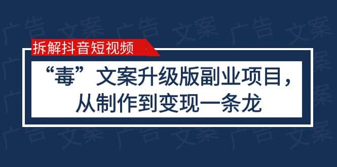 拆解抖音短视频：“毒”文案升级版副业项目，从制作到变现（教程+素材）网赚项目-副业赚钱-互联网创业-独家轻创IP星泽云创