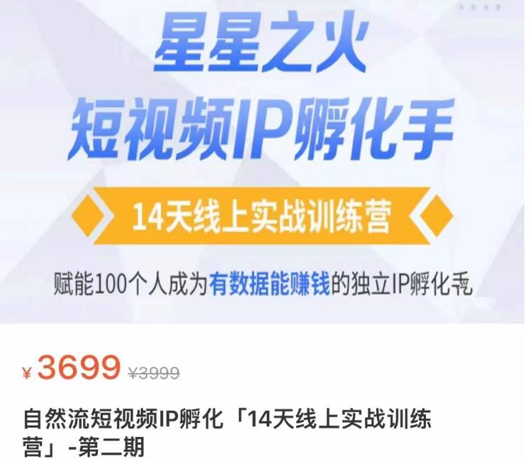 瑶瑶·自然流短视频IP孵化第二期，14天线上实战训练营，赋能100个人成为有数据能赚钱的独立IP孵化手网赚项目-副业赚钱-互联网创业-独家轻创IP星泽云创