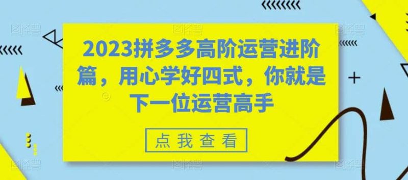 2023拼多多高阶运营进阶篇，用心学好四式，你就是下一位运营高手网赚项目-副业赚钱-互联网创业-独家轻创IP星泽云创