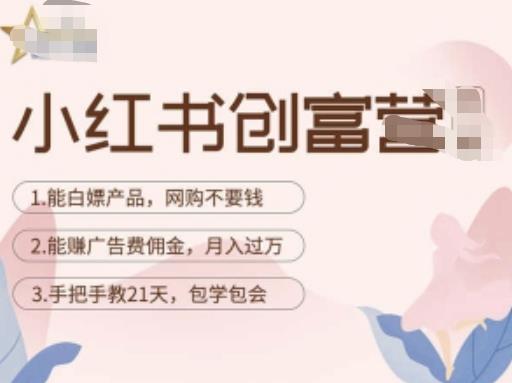 小红书创富营-教小红书带货，陪跑21天，教你赚广告费佣金，月入过万网赚项目-副业赚钱-互联网创业-独家轻创IP星泽云创