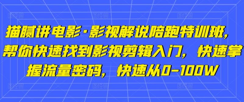 猫腻讲电影·影视解说陪跑特训班,帮你快速找到影视剪辑入门,快速掌握流量密码,快速从0-100W网赚项目-副业赚钱-互联网创业-独家轻创IP星泽云创