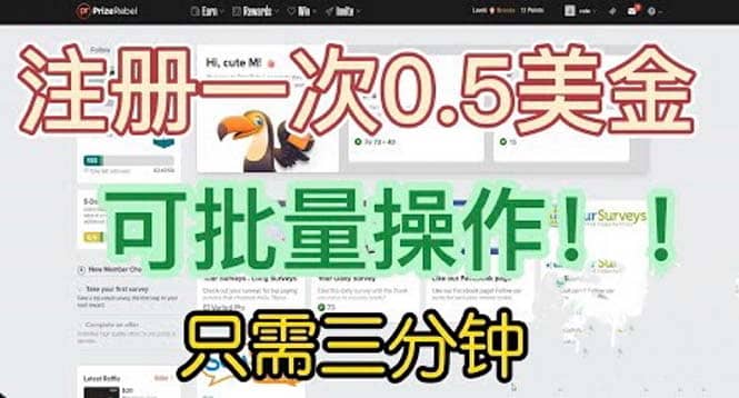 国外项目注册一次0.5美金 只需三分钟无脑操作 可批量放大 小白工作室福利网赚项目-副业赚钱-互联网创业-独家轻创IP星泽云创