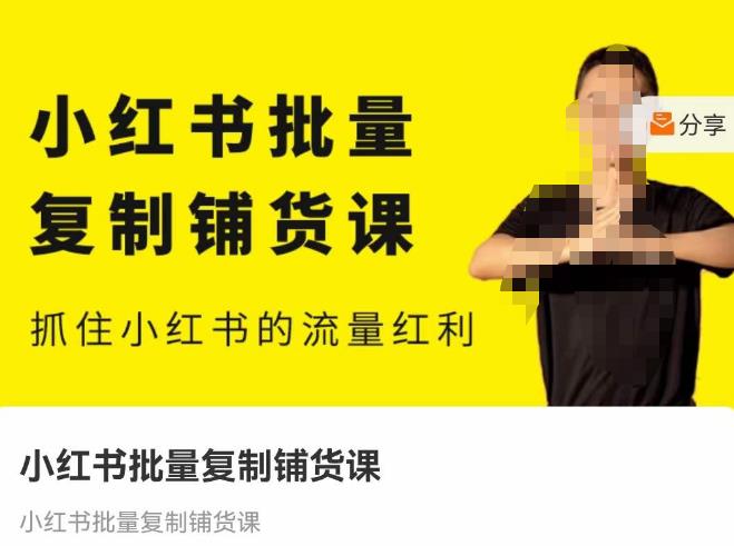 张宾·小红书批量复制铺货课，抓住小红书的流量红利 （更新2023年2月）网赚项目-副业赚钱-互联网创业-独家轻创IP星泽云创