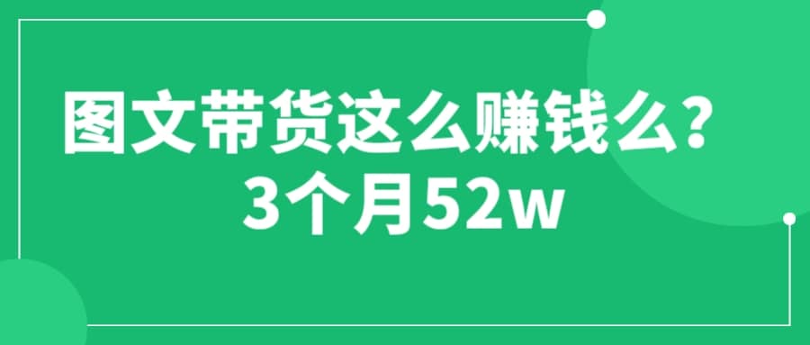 图文带货这么赚钱么? 3个月52W 图文带货运营加强课网赚项目-副业赚钱-互联网创业-独家轻创IP星泽云创