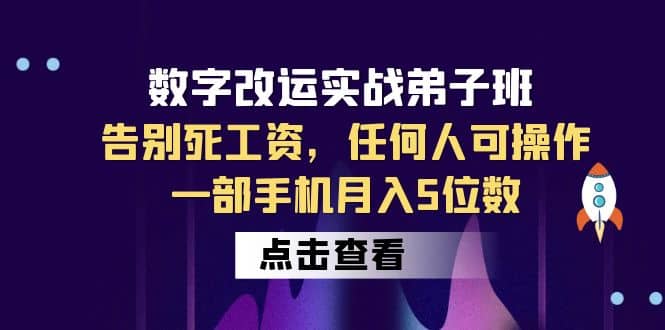 数字 改运实战弟子班：告别死工资，任何人可操作，一部手机月入5位数网赚项目-副业赚钱-互联网创业-独家轻创IP星泽云创