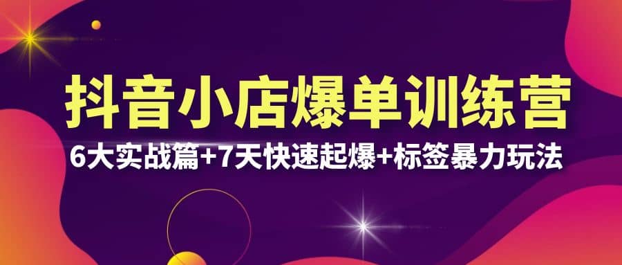 抖音小店爆单训练营VIP线下课：6大实战篇+7天快速起爆+标签暴力玩法(32节)网赚项目-副业赚钱-互联网创业-独家轻创IP星泽云创