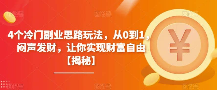 4个冷门副业思路玩法，从0到1，闷声发财，让你实现财富自由【揭秘】网赚项目-副业赚钱-互联网创业-独家轻创IP星泽云创