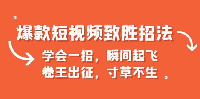 爆款短视频致胜招法，学会一招，瞬间起飞，卷王出征，寸草不生网赚项目-副业赚钱-互联网创业-独家轻创IP星泽云创