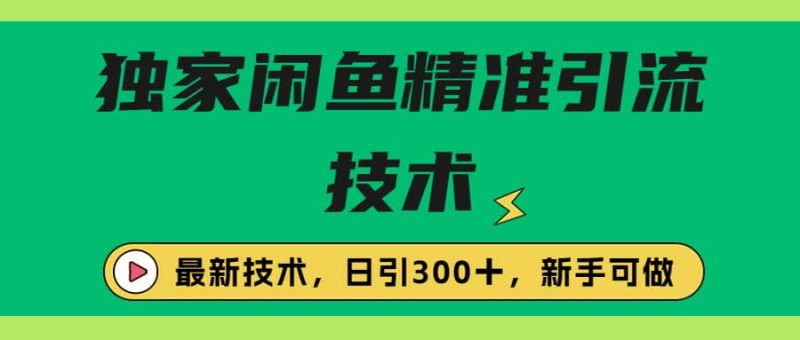 独家闲鱼引流技术，日引300＋实战玩法网赚项目-副业赚钱-互联网创业-独家轻创IP星泽云创