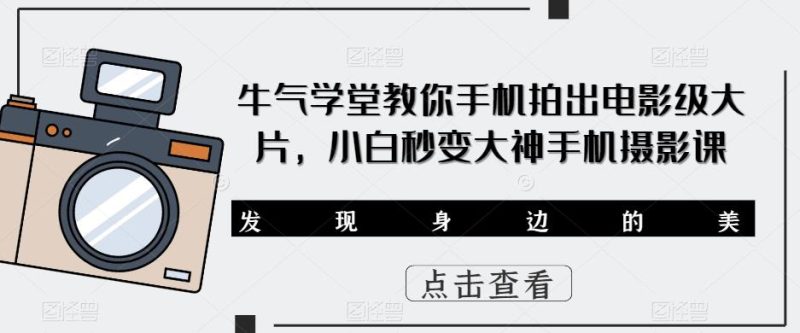 牛气学堂教你手机拍出电影级大片，小白秒变大神手机摄影课网赚项目-副业赚钱-互联网创业-独家轻创IP星泽云创