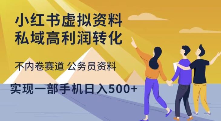 小红书虚拟资料私域高利润转化，不内卷赛道公务员资料，实现一部手机日入500+网赚项目-副业赚钱-互联网创业-独家轻创IP星泽云创