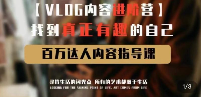 vlog内容进阶营，找到真正有趣的自己，百万达人内容指导课网赚项目-副业赚钱-互联网创业-独家轻创IP星泽云创