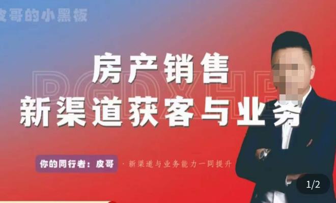 皮哥·房产销售新渠道获客与业务，​打造新时代房产经纪达人，助力行业新人成长为业内精英网赚项目-副业赚钱-互联网创业-独家轻创IP星泽云创