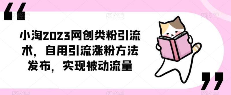 ​小淘2023网创类粉引流术，自用引流涨粉方法发布，实现被动流量网赚项目-副业赚钱-互联网创业-独家轻创IP星泽云创