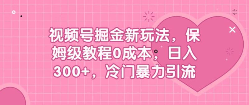 视频号掘金新玩法，保姆级教程0成本，日入300+，冷门暴力引流网赚项目-副业赚钱-互联网创业-独家轻创IP星泽云创